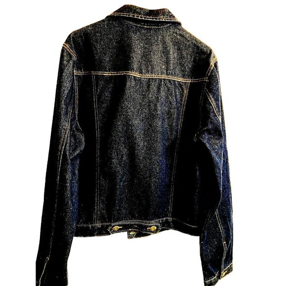 Blue Faith Women Plus Size 2X Button Crop Cotton Denim Blue Jean Jacket Pockets - Picture 8 of 13
